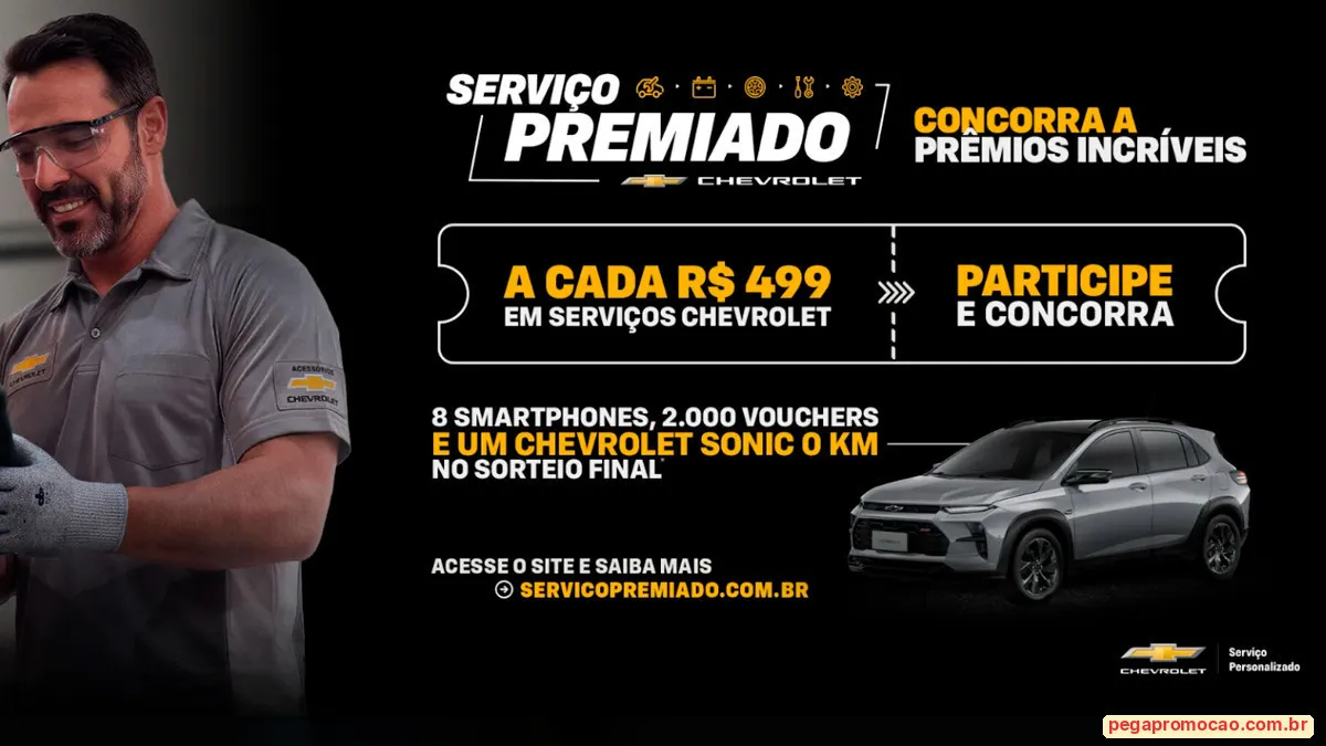 Sorteio: Sorteio Chevrolet Serviço Premiado: concorra a um Novo Sonic 0km e a vouchers