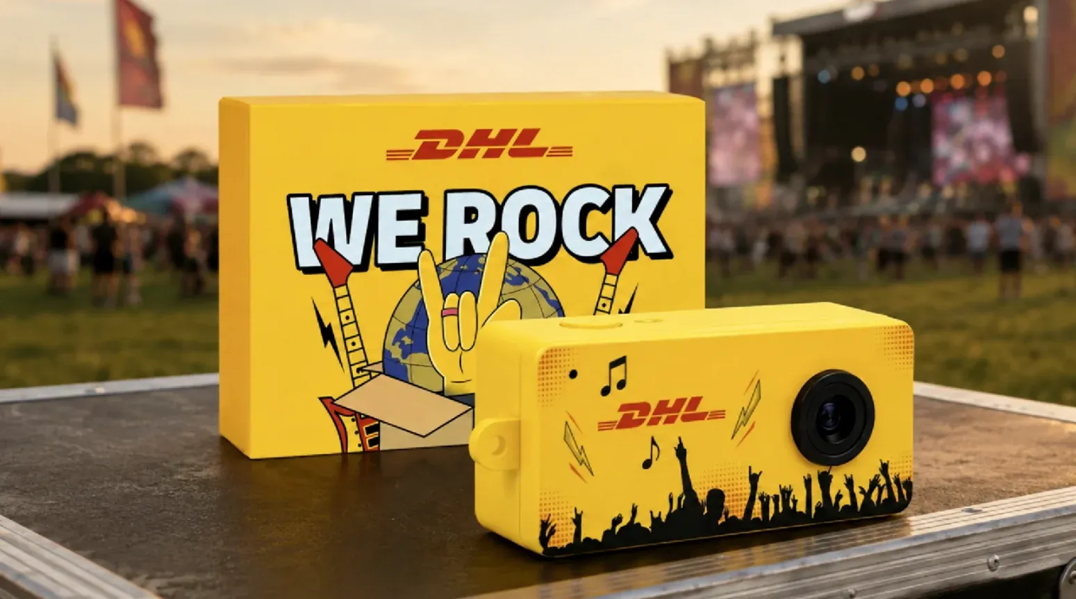 Grátis: Brinde DHL no Rock in Rio 2026: Minicâmera Retrô 'We Rock' Grátis no Festival