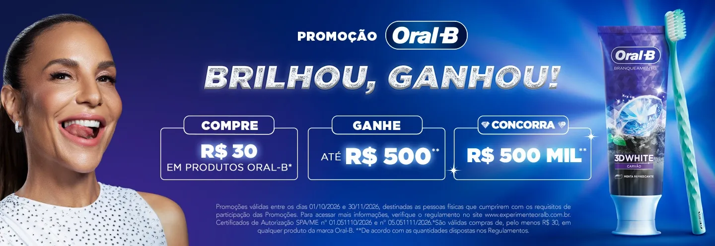 Sorteio: Sorteio Oral-B Brilhou, Ganhou: concorra a R$ 500 mil em barras de ouro e gire a roleta