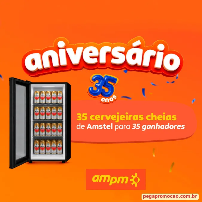 Kit com cervejeira Consul e cervejas Amstel sorteado no aniversário AmPm