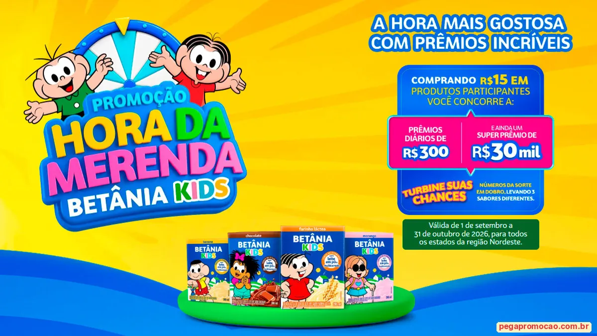 Sorteio: Sorteio Betânia Kids: concorra a R$ 30 mil na promoção Hora da Merenda