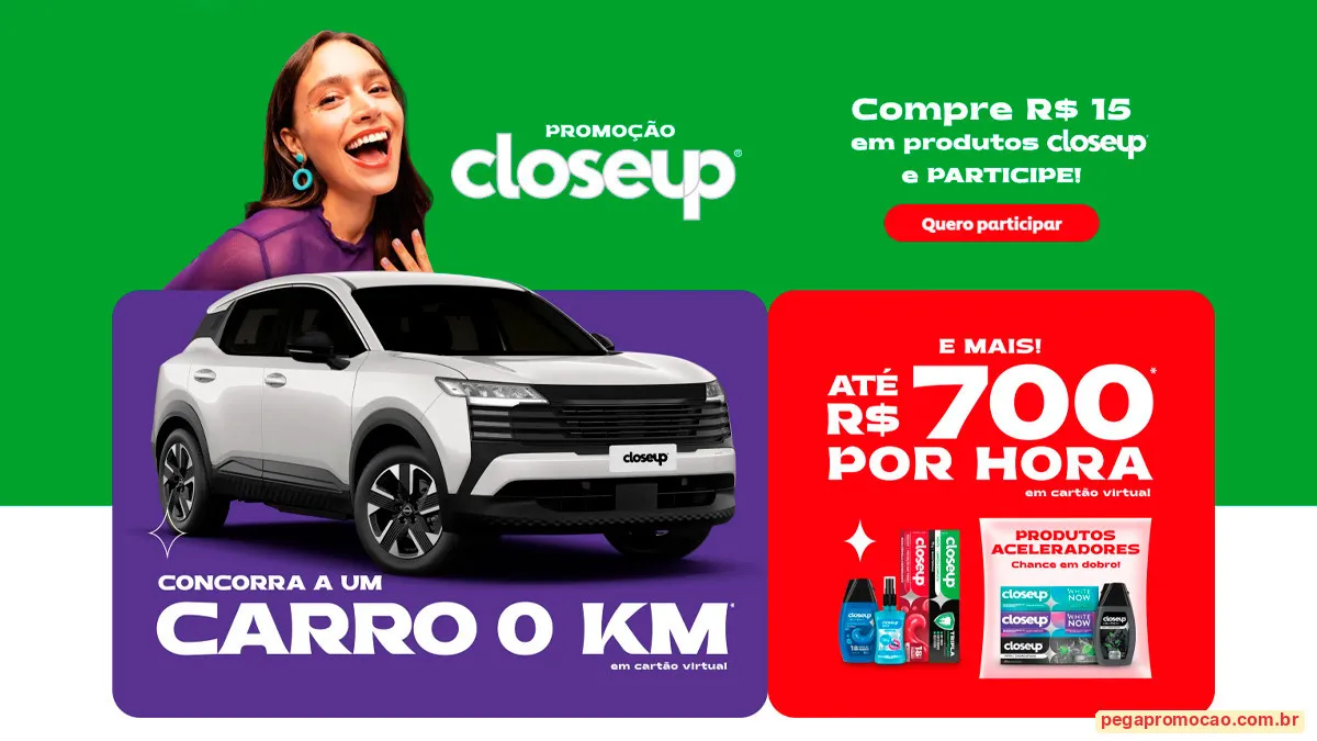 Sorteio: Sorteio Closeup 2026: concorra a R$ 170 mil e prêmios instantâneos de até R$ 700