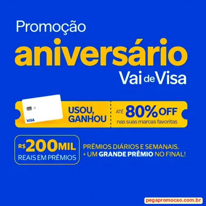 Prêmios da promoção Aniversário Vai de Visa 2026